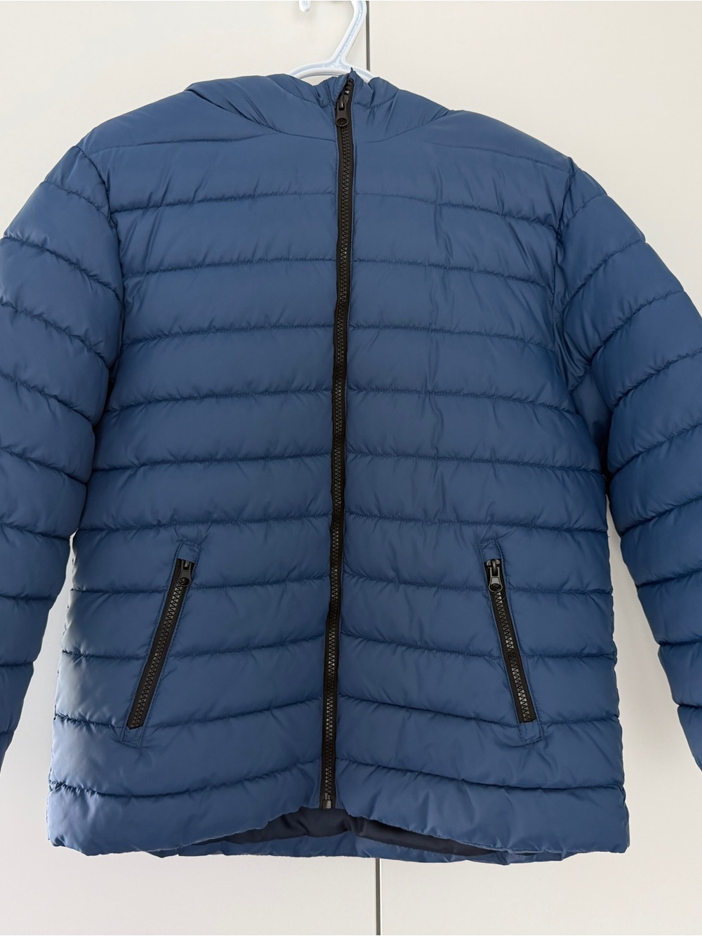 Kids Navy Blue Quilted Hooded Puffer Jacket
